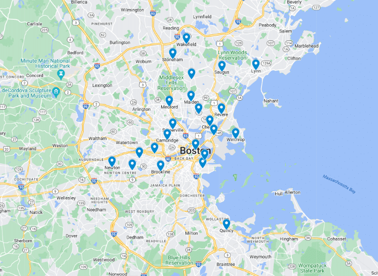 House Washing Services Boston MA Map mini